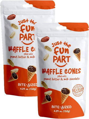 Fun part waffle cones filled with peanut butter &milk chocolate