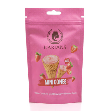 Carians mini white chocolate and strawberry cones
