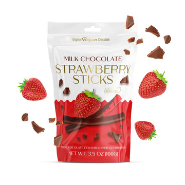 Milk chocolate strawberry sticks