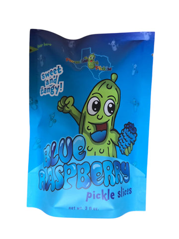 Sweet and tangy blue raspberry pickle slices