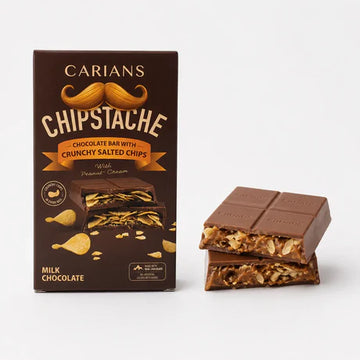 Carians Chipstache Chocolate Bar with Crunchy Salted Chips